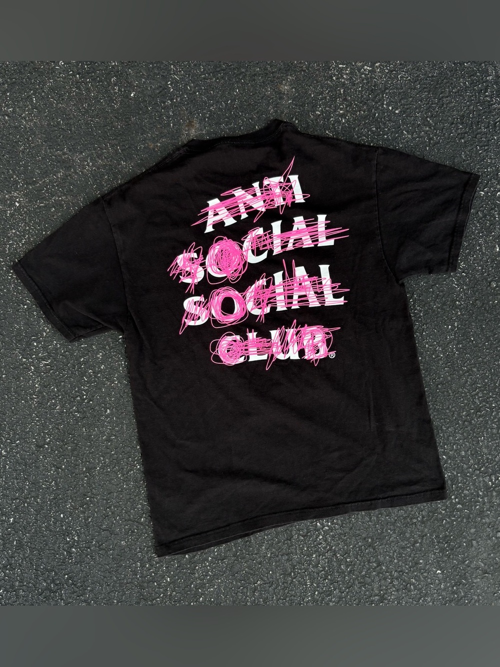 Anti Social Social Club Never Mind Pink Black Graphic T-Shirt Size L Streetwear